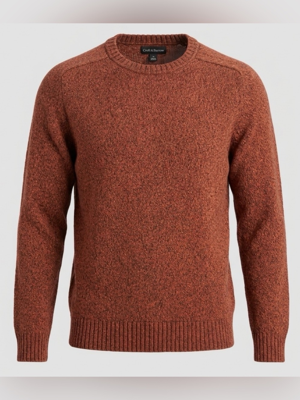 Croft & Barrow Men's XLT Sweater Rust Orange Heathered Marled Cotton Crewneck